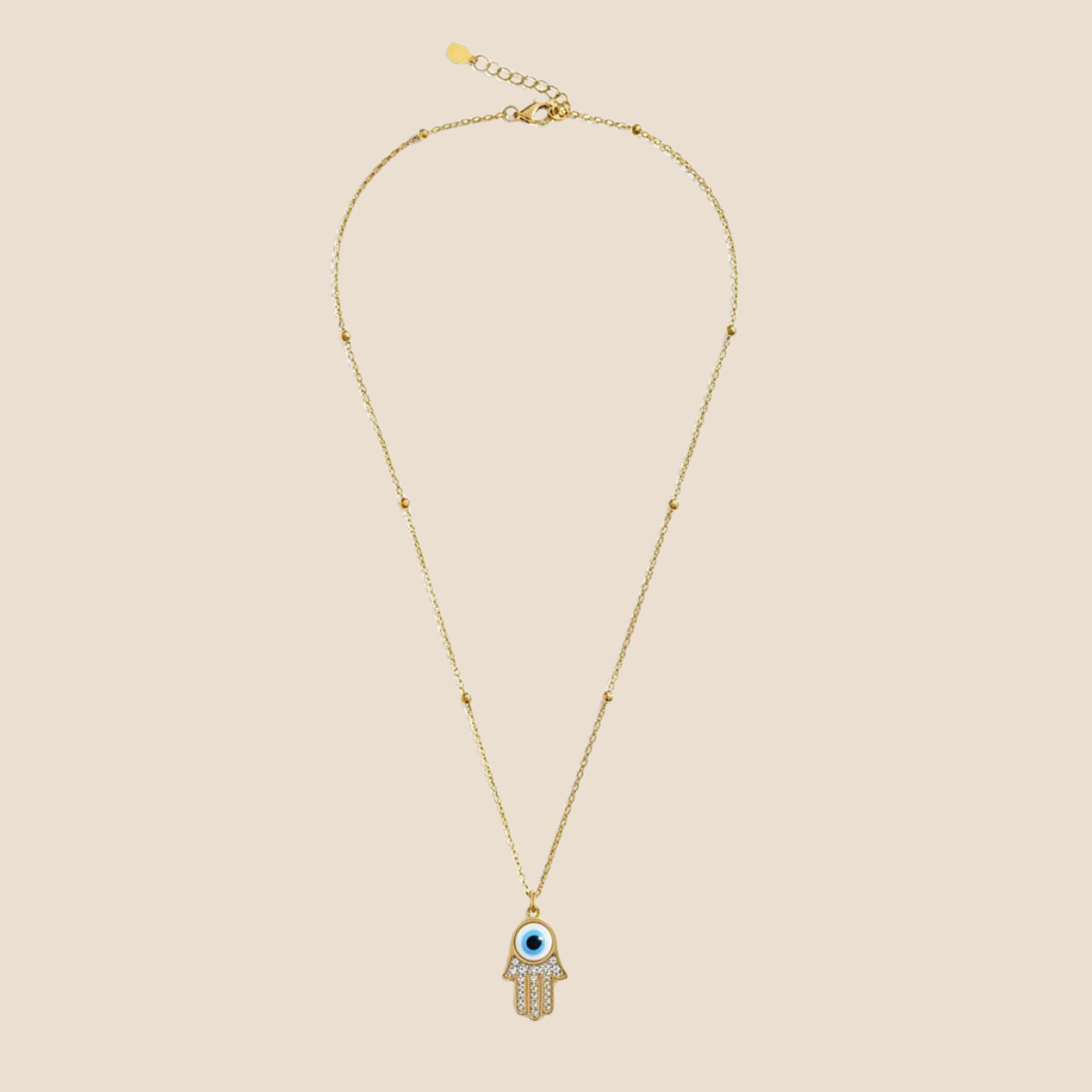 Evil Eye Hamsa Necklace – Gold Protective Charm