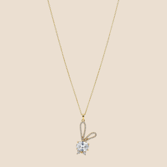 Crystal Bow Pendant Necklace