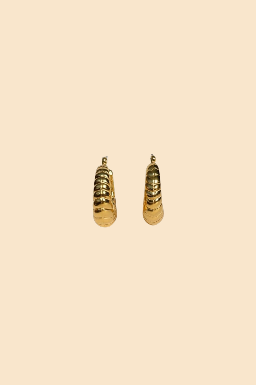 Gold Ribbed Hoop Earrings – Bold Mini Huggies